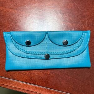 Blue Boho wallet with Button Closure